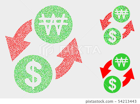 Dotted Vector Dollar Exchange Korean Won Icons 54213443