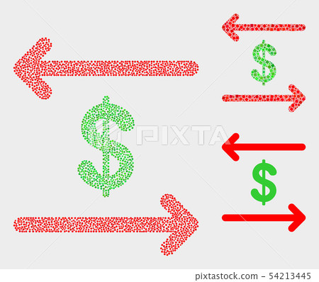 Pixelated Vector Dollar Exchange Arrows Icons 54213445