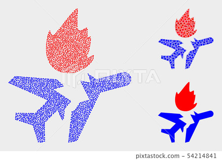 Dotted Vector Airplane Crash Icons 54214841