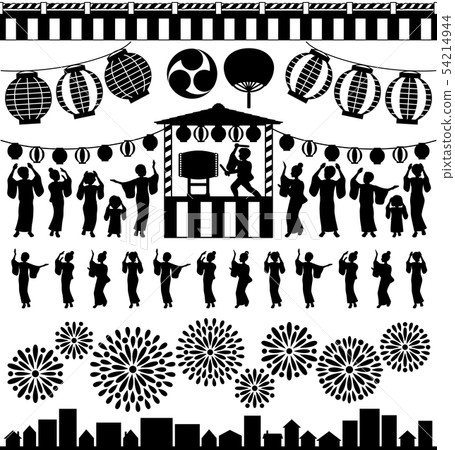 Summer festival Bon festival dance fireworks display advertisement illustration Summer festival Bon festival dance fireworks display advertisement illustration 54214944