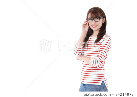 A young woman wearing glasses A young woman wearing glasses 54214972