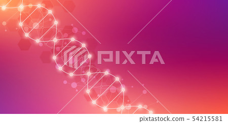 DNA strand and molecular structure. Genetic engineering or laboratory research. Background texture 54215581