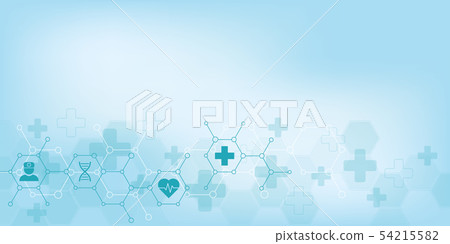 Abstract medical background with flat icons and symbols. Template design with concept and idea for 54215582