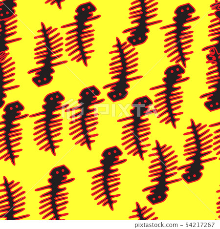 Red Outline Lizards Seamless Pattern 54217267