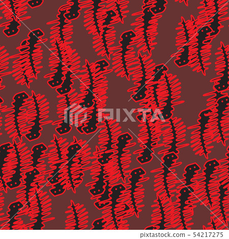 Red Outline Lizards Seamless Pattern - Stock Illustration [54217275 ...