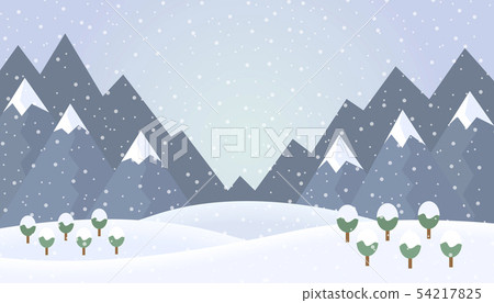 Flat design illustration of winter mountain Flat design illustration of winter mountain 54217825