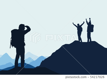 Two successful tourists and one loser in mountain 54217826