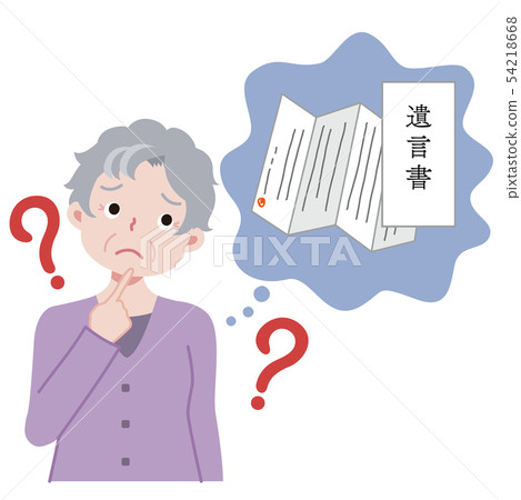 Illustration of grandma troubled about testament Illustration of grandma troubled about testament 54218668