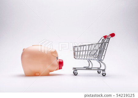 Piggy bank, shopping cart Piggy bank, shopping cart 54219125