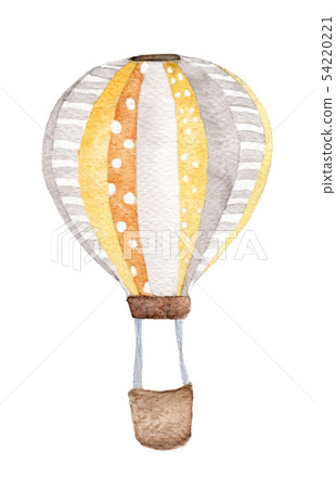 Air balloon  on white background. Watercolor. 54220221