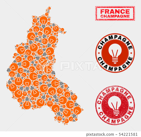 Energy Lamp Mosaic Champagne Province Map and Rubber Stamps Energy Lamp Mosaic Champagne Province Map and Rubber Stamps 54221581