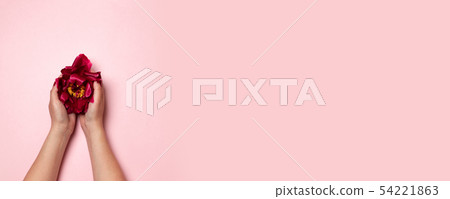 Peony flower in the form of the female body. creative metaphor. International Womens Day 54221863
