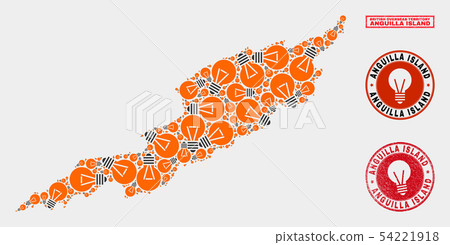 Illumination Lamp Collage Anguilla Island Map and Textured Stamp Seals Illumination Lamp Collage Anguilla Island Map and Textured Stamp Seals 54221918