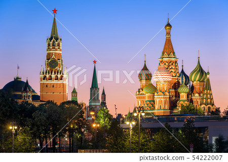Moscow Kremlin and St Basil`s Cathedral at night, 54222007