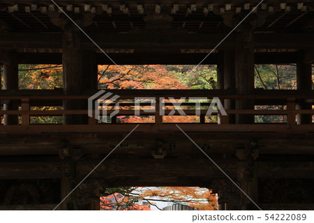 秋天在大久保寺廟地面離開門 54222089