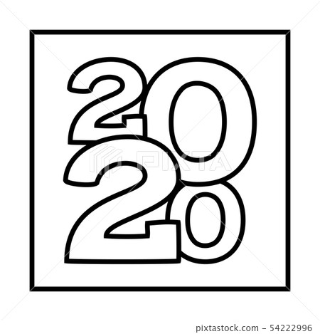 Line art 2020 new year different size characters 54222996