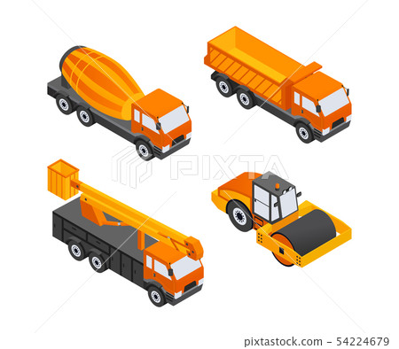 Construction Vehicles - modern vector isometric colorful elements 54224679