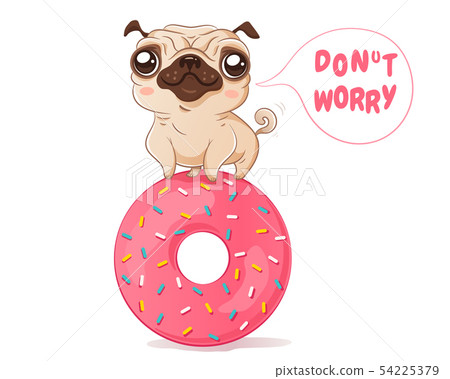 pug and donut in kawaii style 54225379