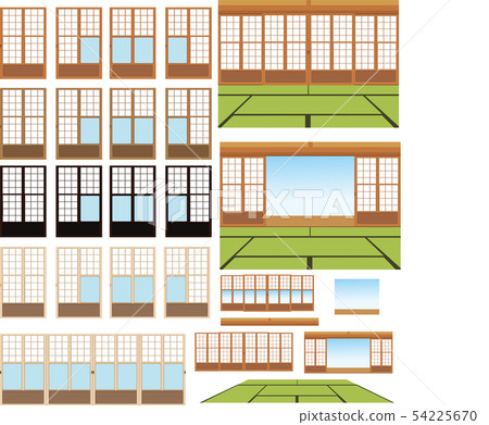 Set of tatami and shoji illustrations Set of tatami and shoji illustrations 54225670