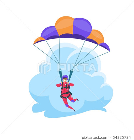 Parachuting extreme sport, falling flat character isolated on white. Vector parachutist Parachuting extreme sport, falling flat character isolated on white. Vector parachutist 54225724