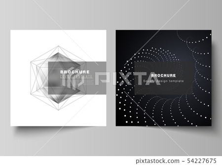 Minimal vector layout of two square format covers design templates for brochure, flyer, magazine. 3d 54227675