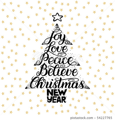 Joy, love, peace, believe, christmas, new year. Handwriting lettering for greeting card, invitation Joy, love, peace, believe, christmas, new year. Handwriting lettering for greeting card, invitation 54227765