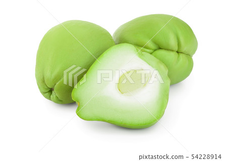 fresh Chayote vegetable isolated on white background 54228914