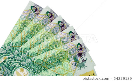 Corner of Qatar 5 riyals Banknotes. 54229189