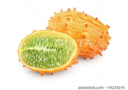 Kiwano or horned melon isolated on white background Kiwano or horned melon isolated on white background 54229245