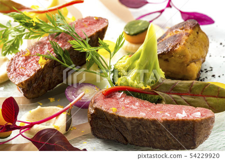 Plate of steak 54229920