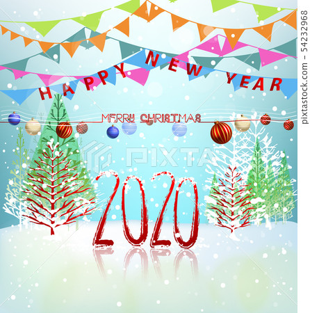 Happy New Year 2020, merry christmas. Happy New Year 2020, merry christmas. 54232968