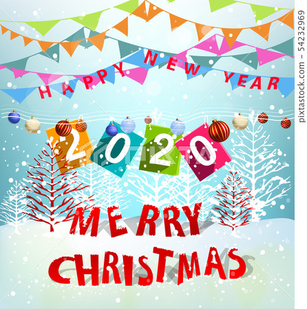Happy New Year 2020, merry christmas. Happy New Year 2020, merry christmas. 54232969