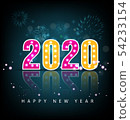 Happy New Year 2020, merry christmas.  54233154