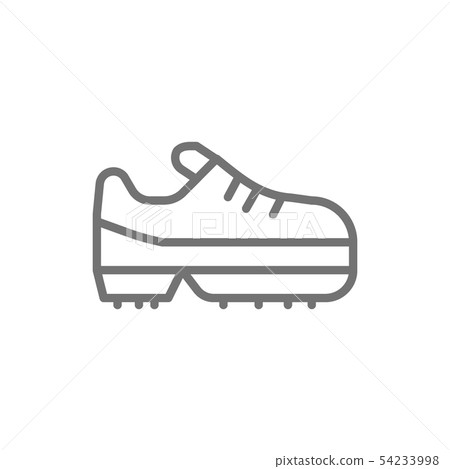 Spiked football boot, game equipment line icon. 54233998