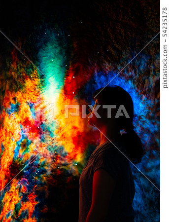silhouette of girl stand alone in abstract silhouette of girl stand alone in abstract 54235178