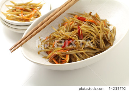 Kinpira gobo, stir-fried vegetables, burdock dish Kinpira gobo, stir-fried vegetables, burdock dish 54235792