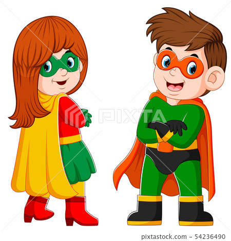 the superheroes costume and the mask 54236490
