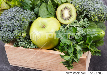 Fresh ripe green fruits with vegetables Fresh ripe green fruits with vegetables 54237033