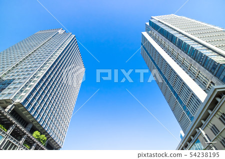 Landscape of the office town looking up at a skyscraper 54238195