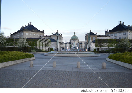 Looking at the Royal Palace from Amaliensbeve Gardens in Copenhagen, Denmark 54238803
