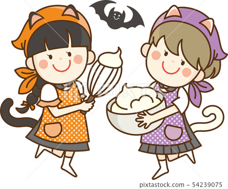 Girls making candy-Halloween party 54239075