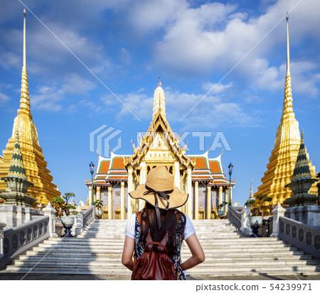 Asian lady travel in Wat phra keaw 54239971