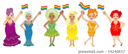 與彩虹旗子 - LGBT概念藝術的六個阻力女王/王后 與彩虹旗子 - LGBT概念藝術的六個阻力女王/王后 54240637