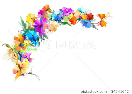 Oil painting flower and leaf on white background Oil painting flower and leaf on white background 54241642