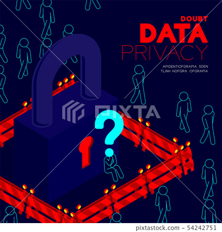 Data Privacy Problem Depiction Doubt data privacy problem concept, man pictogram - Stock Illustration ...