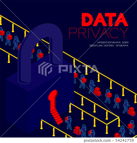 Data privacy concept, man pictogram transfer data Data privacy concept, man pictogram transfer data 54242759