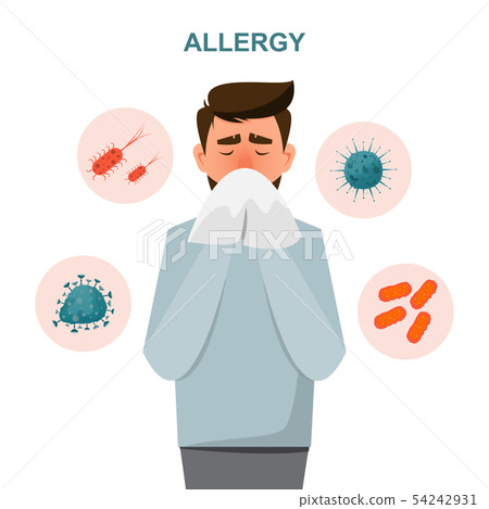 health care concept. man get sick allergy symptoms health care concept. man get sick allergy symptoms 54242931