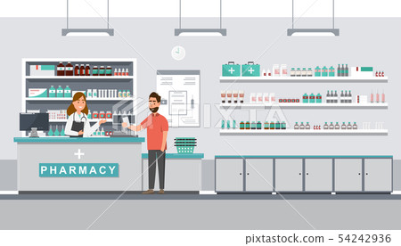pharmacy with pharmacist and client in counter pharmacy with pharmacist and client in counter 54242936