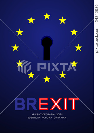 European Union (EU) flag with keyhole, Brexit 54243086