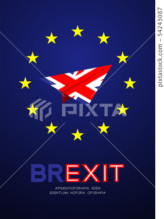 European Union (EU) flag with paper plane united 54243087